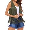 YILEEGOO Gilet da donna, senza maniche, aperto sul davanti, rivettato, con nappe, per casual street, cammello, S