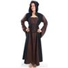 HEMAD Vestito Medievale da Donna - Cappuccio, Lacci Anteriori e Posteriori, Cotone - S-XL Verde-Nero, Marrone-Nero, Rosso-Nero, Blu-Nero, Beige-Bianco