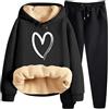 SCBFDI Completo Donna Elegante Invernale, Pantaloni Donna, Tuta da Ginnastica Taglia Grossa Esterno Y2K Due Pezzi Inverno Manica Lunga Cuore Stringa con Cappuccio