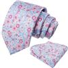 Alizeal Cravatta floreale da uomo con tasca quadrata per festa di nozze cravatta e fazzoletto set
