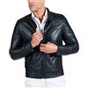 D'Arienzo Giacca in Pelle Uomo Nera Trapuntata Giubbotto Primaverile Giubbino Moto Vera Pelle Made in Italy U411