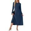 GRECERELLE Maxi abito da donna a maniche lunghe | Maxi abito a girocollo a trapezio, morbido al tatto, in maglia medio-elasticizzata, per uno stile quotidiano