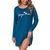 Bresdk Camicia Notte Donna Manica Lunga Cotone Abito da Notte Elegante con Stampa Pigiama Donna Invernale Girocollo Comodo Nightwear per Casa e Relax S-XXL
