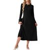 GRECERELLE Maxi abito da donna a maniche lunghe | Maxi abito a girocollo a trapezio, morbido al tatto, in maglia medio-elasticizzata, per uno stile quotidiano