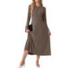 GRECERELLE Maxi abito da donna a maniche lunghe | Maxi abito a girocollo a trapezio, morbido al tatto, in maglia medio-elasticizzata, per uno stile quotidiano