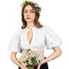 DIRNDLSTERN Blusa Dirndl Donna Bianco - Camicetta Tradizionale con Maniche a Sbuffo Stile Moderno per Oktoberfest
