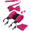 Alizeal Set da uomo con papillon e bretelle, fazzoletto e gemelli, 6 clip, colore nero