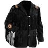 Fami Sports Tradizionale cowboy occidentale in pelle scamosciata con frangia e perline nativo americano giacca/cappotto da uomo