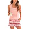 Bresdk Pigiama Donna Estivi Donna Corto Leggero Senza Maniche Scozzese | Cotone Due Pezzi Canotta Pantaloncini, Rosa, Rosa - Senza maniche