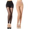 MANZI Collant velati senza piedi, per controllo della pancia, supporto leggero, modellante, leggings colorati in pelle