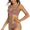 SHEKINI Completo Intimo Donna Sexy Hot Lingerie Set Pizzo Elegante Push up Reggiseno con Ferretto Reggiseno e Perizoma 2 Pezzi Sexy Biancheria Intima