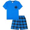 thepyjamafactory Ragazzi Corto in Cotone a Quadri Blu Pigiama
