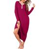 Bresdk Camicia da Notte Donna Manica Lunga Cotone con Bottoni Davanti Scollo a V Camicia da Notte Donna Invernale per Casa e Casuale S-XXL