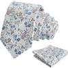 Alizeal Cravatta e fazzoletto da uomo, 8 cm, motivo floreale colorato, con fazzoletto quadrato