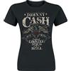 Johnny Cash Rock 'n' Roll Donna T-Shirt Nero 100% Cotone Regular