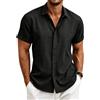 Cegerne Camicia Lino Uomo Maniche Corte Colletto Button Down vestibilità Regolare Camicia Casual Estate Spiaggia