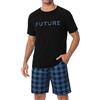 Marvmys Pigiama Uomo Estivi Corto Cotone Leggero Pigiami Due Pezzi Scollo a V Maniche Corte T-Shirt con Tasca sul Pettoe Pantaloncini Mimetici S-3XL