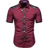 Suncolour Camicie Gotiche Nere da Uomo Magliette con Rivetti Steampunk Scuri Maglie a Maniche Corte Stage Rock Cosplay