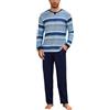 Bresdk Pigiama Uomo Invernale Cotone Caldo Lungo a Righe Pigiami 2 Pezzi Uomo Maniche Lunghe con Tasche Leggero e Morbido Loungewear S-3xl