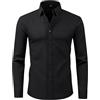 Okdance Camicie a maniche lunghe da uomo bianche a 4 vie, elasticizzate, senza pieghe, a maniche lunghe, con bottoni, camicia casual da ufficio