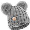 Tontuland Kids Winter Beanie Hat, Warm Ski cap with Pompom Fleece Lined, Knitted Hat for Boys And Girls, Red 1, One Size Fits all