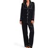 Xuepelit Pigiama Donna Seta Lungo Set con Bottoni a Maniche Lunghe Pigiami Due Pezzi con Revers Pigiama Invernale Pantalone Lunga Loungewear Camicia da Notte
