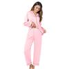 Xuepelit Pigiama Donna Seta Lungo Set con Bottoni a Maniche Lunghe Pigiami Due Pezzi con Revers Pigiama Invernale Pantalone Lunga Loungewear Camicia da Notte