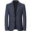 RUMAOZIA Sakko - Giacca da uomo sportiva, vestibilità normale, stile moderno, tinta unita, per il tempo libero, per il lavoro, per uomo, blazer in lana con risvolto, due bottoni, business, casual, per