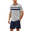 Marvmys Pigiama da Uomo Set Corto Estate Set a Colori Contrastanti Collo Rotondo Top a Maniche Corte e Pantaloncini con Tasca S-3XL