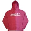 Rock Off officially licensed products Gorillaz Felpa con Cappuccio Two Tone Brush Band Logo Nuovo Ufficiale Uomo Rosso