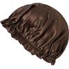 BrightGlow Berretto in seta - Cappello per dormire in 100% seta di gelso raso con fascia elastica per capelli in seta per dormire, berretto da notte per donne e ragazze