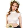 DIRNDLSTERN Camicetta Dirndl Donna Bianca - Camicetta Dirndl in Pizzo Dirndlblusen Collo Alto Maniche a Pipistrello Camicie Tradizionali Righe Verticali Elegante