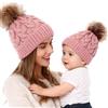 Winmany 2PCS Cappello da Bambino Berretto in Maglia per la Mamma e Il Bambino Berretto da Abbinare alla Famiglia Cappello da Sci Invernale