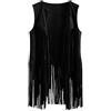 Yurosiay Gilet da Donna in Finta Pelle Scamosciata con Frange, Stile Etnico, Vintage, Senza Maniche, Lungo, da Motociclista, Rosso, S
