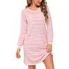 Bresdk Camicia da Notte Donna Manica Lunga Cotone a Righe Camicia Notte Donna Lungo Morbido e Confortevole S-3XL