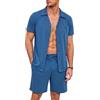Bresdk Pigiama Uomo Estivo Corto con Camicia Abbottonata e Shorts | Maniche Corte in Cotone
