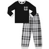 thepyjamafactory Pigiama da Bambina in Cotone con Gamba Lunga Scozzese Nera e Grigia per Bambini