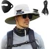 NNBWLMAEE Cappelli da Pesca con ventaglio Solare a Tesa Larga, Cappello con ventole Integrate, Cappelli Impermeabili da Esterno