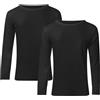 Bonjour Thermal - Confezione da 2 magliette termiche a maniche lunghe da uomo, biancheria intima calda, taglie S M L XL XXL