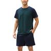 Bresdk Pigiama Uomo Estivo Cotone Scollo V a Righe con Shorts | Set da riposo con top morbido a manica corta e fondo corto abbinato, fresco per notti calde estive, viaggio e casa