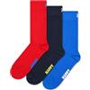 Happy Socks 3-Pack calzini, calzini per uomo e donna, Blu-Rosso-Marina militare