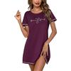 Bresdk Camicia da Notte Donna Estiva con Maniche Corte Abito da Notte con Stampa Comoda e Morbida Loungewear S-3XL