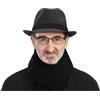 ITODA Cappello Trilby Fedora unisex per adulti, classico, in feltro di lana, grigio scuro/nero, 60 cm (adulto), taglia UK