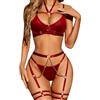 RSLOVE Completo Intimo Donna Sexy Set di Lingerie Reggiseno e Slip con Giarrettiera 6 Pezzi