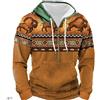 XuanXmy Felpa con Cappuccio con Stampa Vintage da Uomo Nuovo Stile Etnico Occidentale Stampa Mezza Tasca con Zip Casual con Cappuccio Pullover Felpa