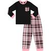 thepyjamafactory Pigiama da Bambina in Cotone con Gamba Lunga Scozzese Nera e Rosa per Bambini