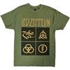 Rock Off officially licensed products Led Zeppelin Ledzeppelin_Gold Symbols in Black Square_Men_Green_TS: L, T-Shirt Uomo, Nero (Black Black), Large