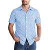 Halfword Uomo Camicia a Quadri Maniche Corte Cotone Gingham Popeline Tradizionale Oktoberfest Botton-Down Vichy Shirts