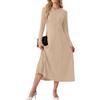 GRECERELLE Maxi abito da donna a maniche lunghe | Maxi abito a girocollo a trapezio, morbido al tatto, in maglia medio-elasticizzata, per uno stile quotidiano