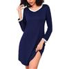 Bresdk Camicia da Notte Donna Manica Lunga Cotone a Pizzo con Collo V Camicia Notte Donna Lungo Morbido e Confortevole S-3XL